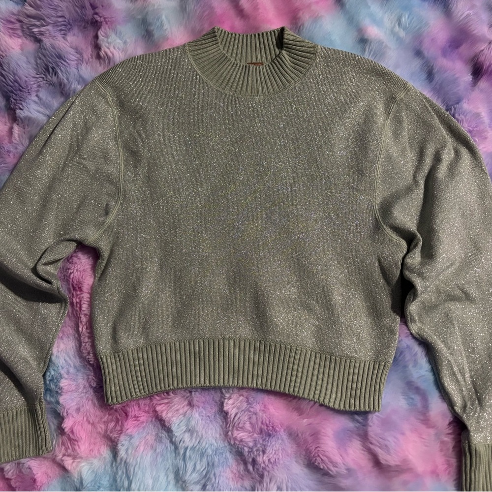 Free People Shimmering Green Sweater